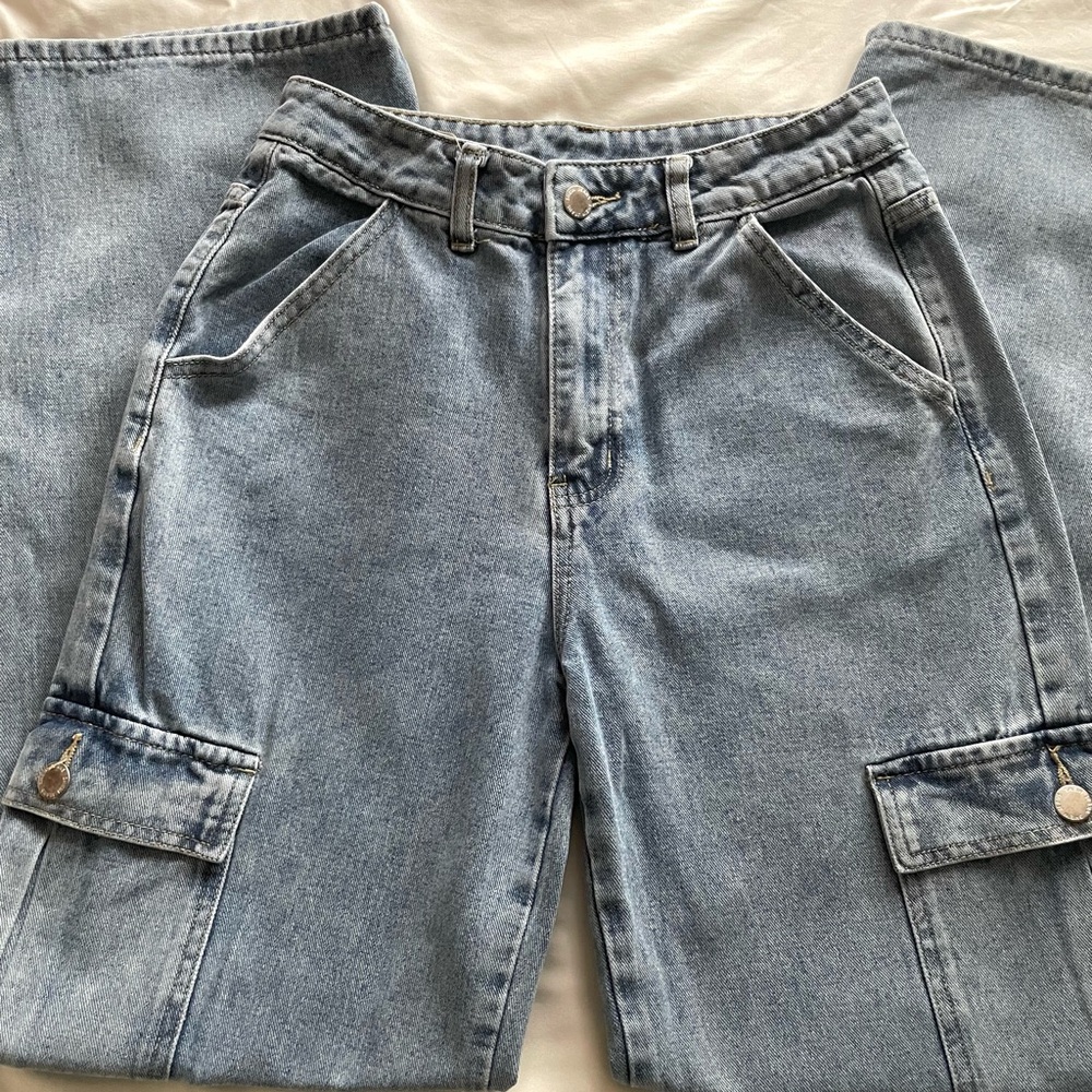 Light Blue Denim Cargo Pants
